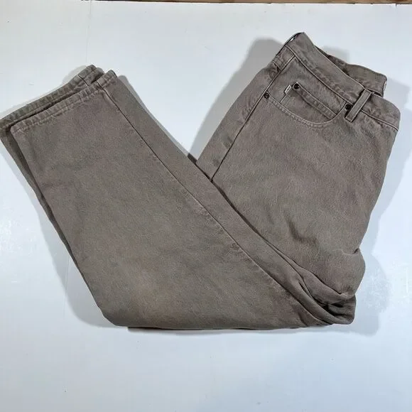 LL Bean Natural Fit Tan Canvas Flannel Lined 100% Cotton Pants Y2K Men's 40x29 - Picture 2 of 16